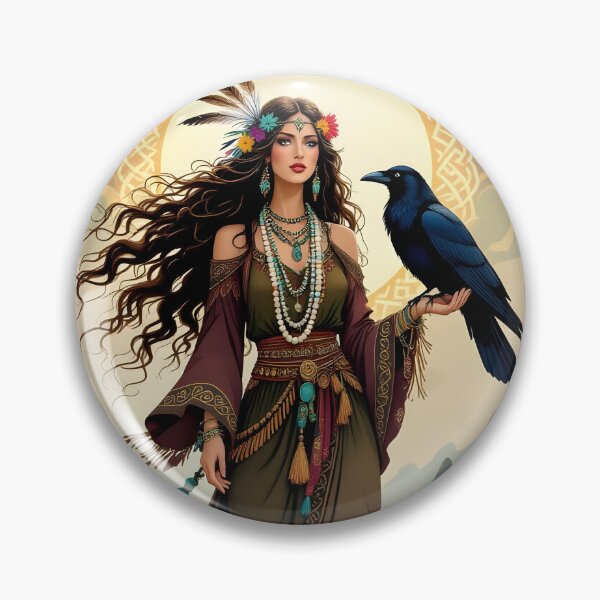 Item preview, Goddess Morrigan with Raven.Boho. designed and sold by SoniaSarkali.