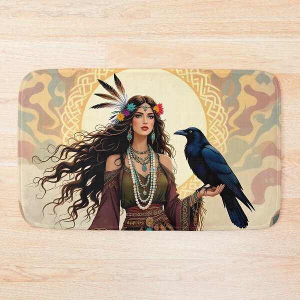 Item preview, Goddess Morrigan with Raven.Boho. designed and sold by SoniaSarkali.