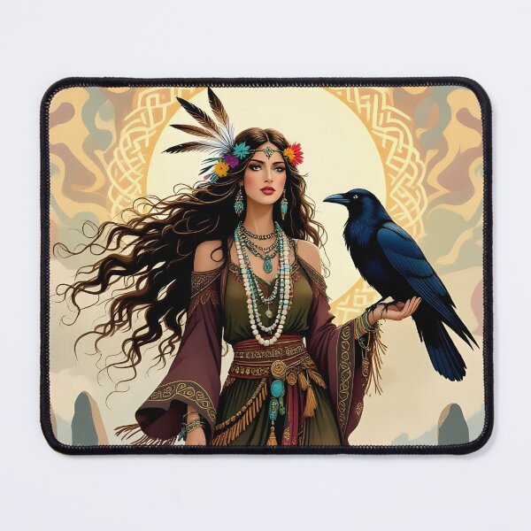 Item preview, Goddess Morrigan with Raven.Boho. designed and sold by SoniaSarkali.