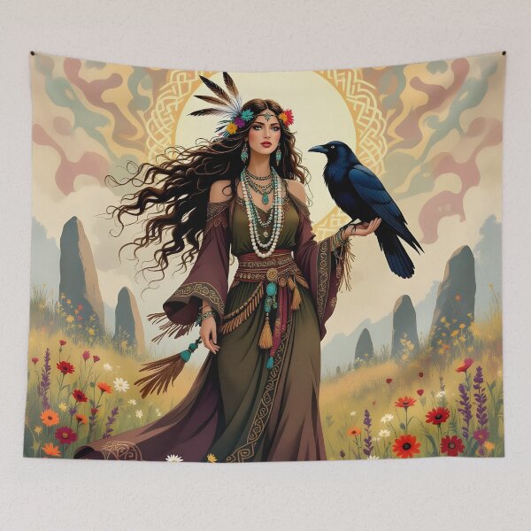 Item preview, Goddess Morrigan with Raven.Boho. designed and sold by SoniaSarkali.