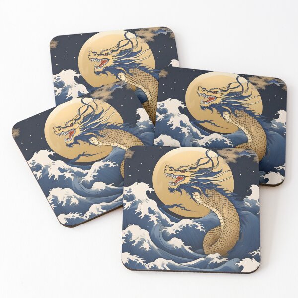 Item preview, Golden Sky Serpent – Vintage Japanese Myth Print designed and sold by Vandy Fullam.
