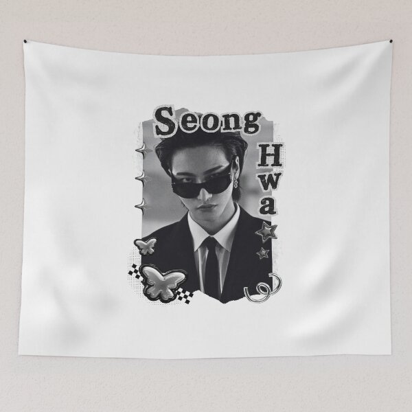 Item preview, Ateez Seong Hwa Kpop Boy Group Black and White Collage Design designed and sold by AJUNICE STUDIO.