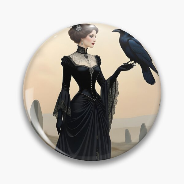 Item preview, Goddess Morrigan with Raven.Edwardian. Vintage. designed and sold by SoniaSarkali.
