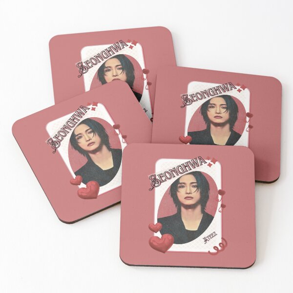 Item preview, Ateez Seong Hwa Kpop Boy Group Card Red Aesthetic Collage Design designed and sold by AJUNICE STUDIO.