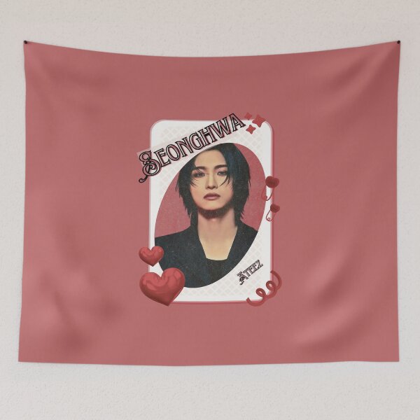 Item preview, Ateez Seong Hwa Kpop Boy Group Card Red Aesthetic Collage Design designed and sold by AJUNICE STUDIO.