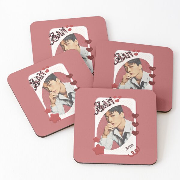 Item preview, Ateez San Kpop Boy Group Card Red Aesthetic Collage Design designed and sold by AJUNICE STUDIO.