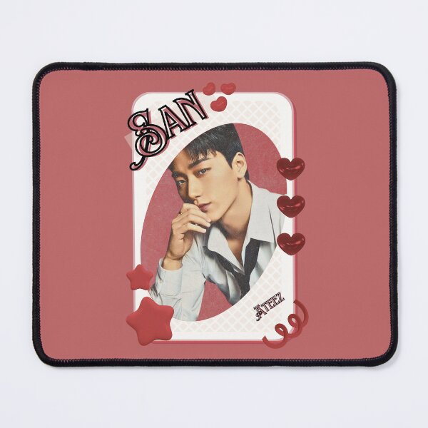 Item preview, Ateez San Kpop Boy Group Card Red Aesthetic Collage Design designed and sold by AJUNICE STUDIO.