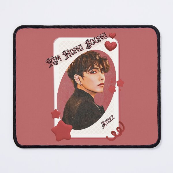 Item preview, Ateez Kim Hong Joong Kpop Boy Group Card Red Aesthetic Collage Design designed and sold by AJUNICE STUDIO.