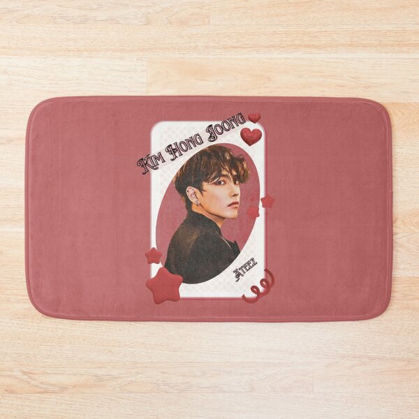 Item preview, Ateez Kim Hong Joong Kpop Boy Group Card Red Aesthetic Collage Design designed and sold by AJUNICE STUDIO.