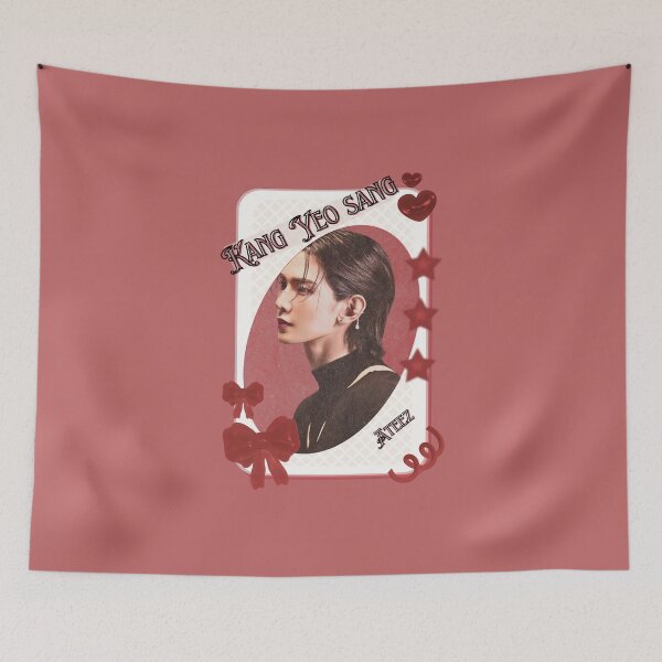 Item preview, Ateez Kang Yeo Sang Kpop Boy Group Card Red Aesthetic Collage Design designed and sold by AJUNICE STUDIO.