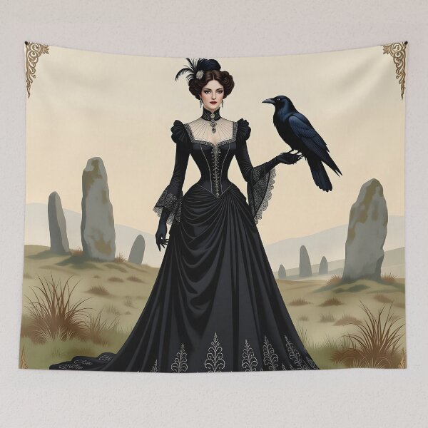 Item preview, Goddess Morrigan with Raven. Edwardian. Vintage. designed and sold by SoniaSarkali.