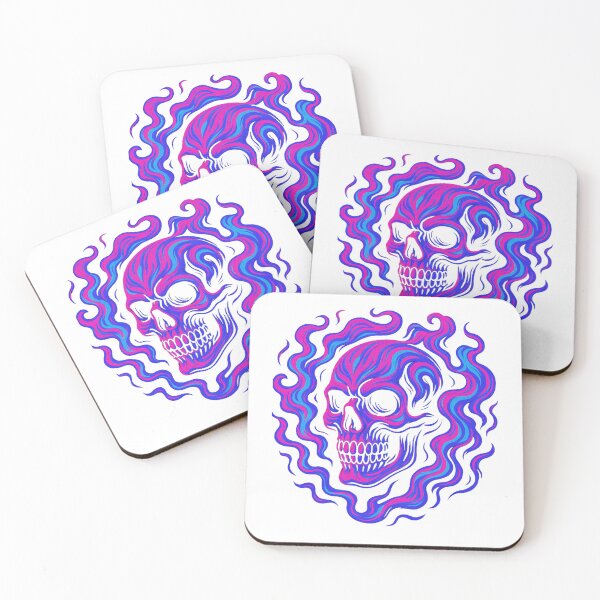 Item preview, Neon Skull Flame – Psychedelic Vaporwave Horror Art in Pink & Blue designed and sold by GemBob Creations.