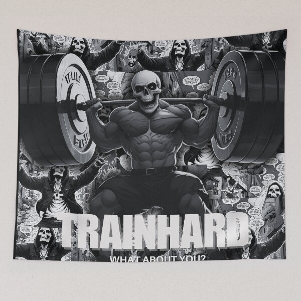 Item preview, 1. TrainHard Co.® – Skull Weightlifter in Flames Gym Motivation designed and sold by TrainHardCo.