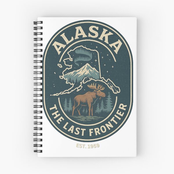 Item preview, Vintage Alaska Logo T-Shirt – Distressed State Badge with Moose, Mountains & Trees designed and sold by Thehatinthecat.
