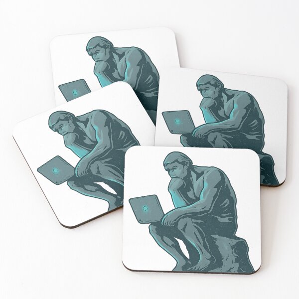 Item preview, The Thinker with a Laptop – Digital Age Philosophy designed and sold by DanielULaN Artworks.