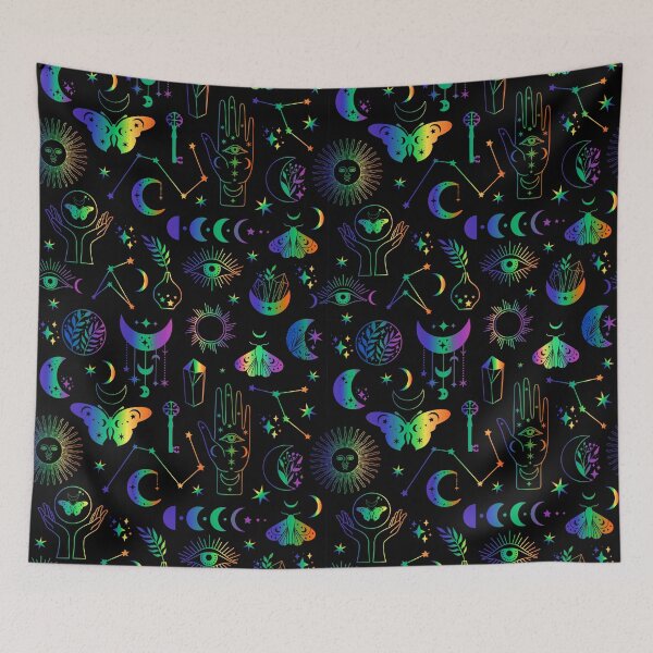 Item preview, UV Blacklight Glow in the Dark Black Magic Witchcraft Pattern designed and sold by FestDrip.