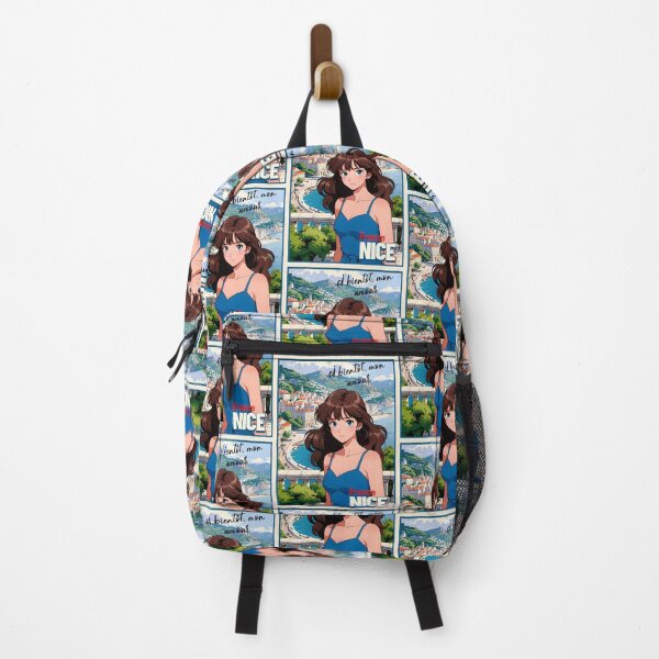 Item preview, Retro Anime Girl from Nice France Vintage Travel Romantic Quote designed and sold by Kawaii-Sky.