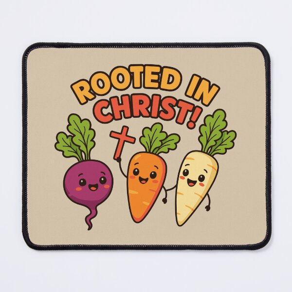 Item preview, ROOTED IN CHRIST - Funny Playful Christian Pun - Vegetable Beet, Carrot & Parsnip designed and sold by Glory After Tears.