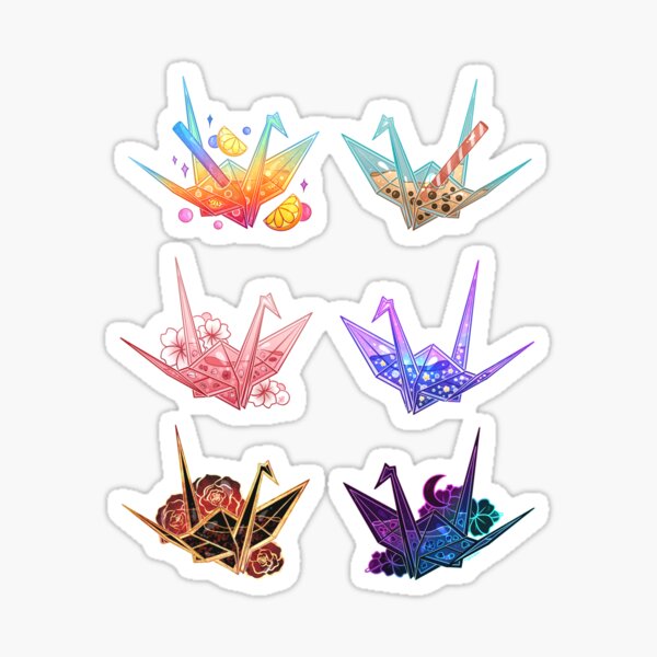 Aesthetic Origami Crane Collection Sticker