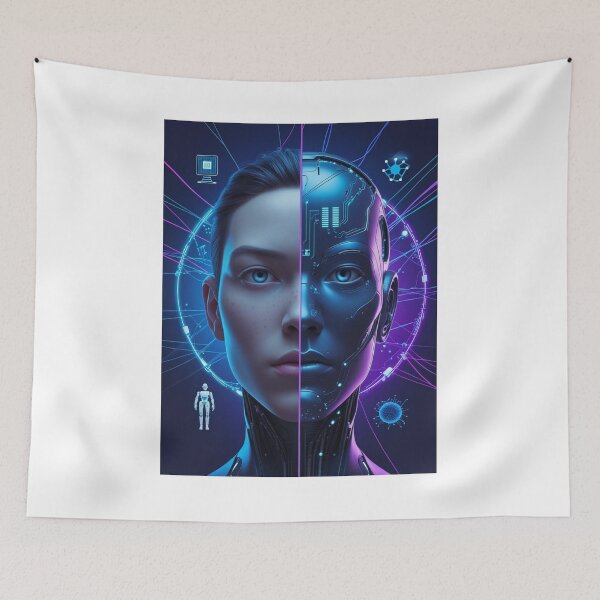 Item preview, AI Fusion Portrait – Human Meets Technology designed and sold by smitke.