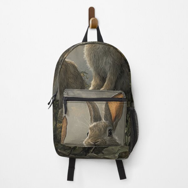 Item preview, Three Brown Rabbits on a Mossy Hill Overlooking Misty Mountains designed and sold by Shannon Hilson.