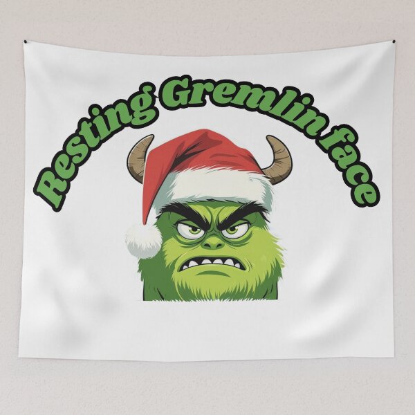 Item preview, Resting Gremlin Face – Funny Christmas Green Monster Design designed and sold by The Sticker Cove.