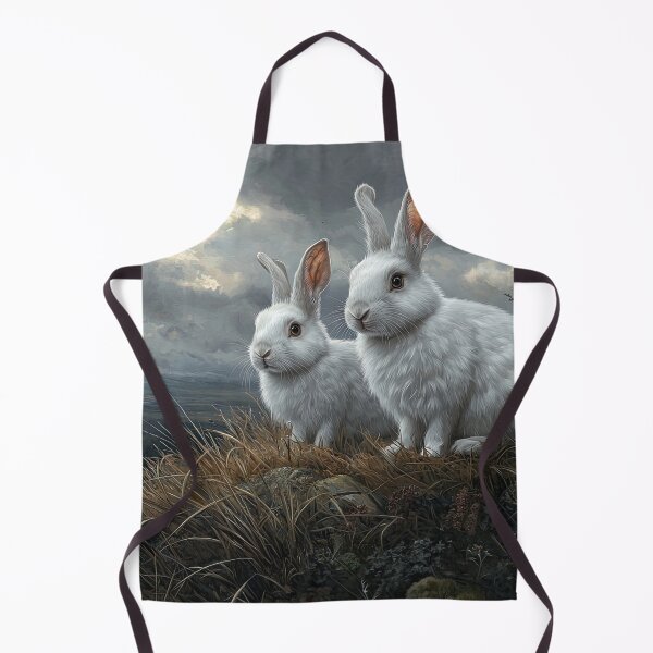 Item preview, Two White Rabbits on a Rocky Hillside with Snow-Capped Mountain in Background designed and sold by Shannon Hilson.