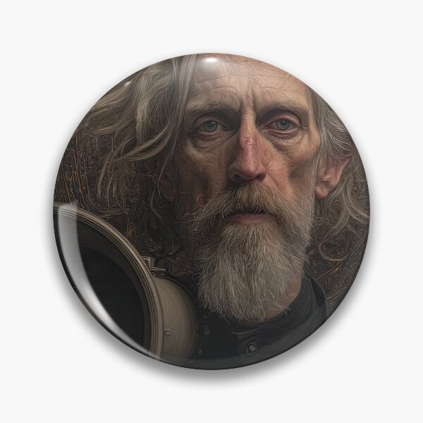 Item preview, Older Man with Cross Necklace and Megaphone in Front of Ornate Halo designed and sold by Shannon Hilson.