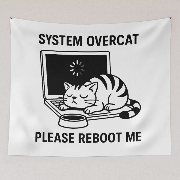 Item preview, System Overcat – Funny Tired Cat on Laptop Design designed and sold by jelonkaa.