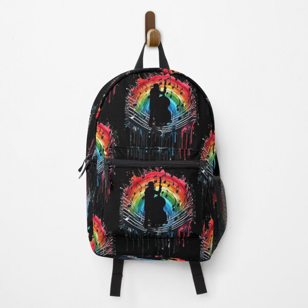 Item preview, Double bass player in a burst of rainbow colors designed and sold by Szpaku desart .