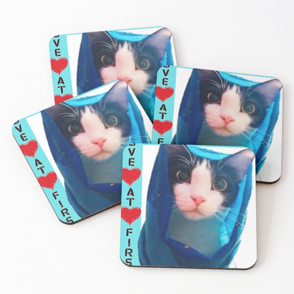 Item preview, Love at First Stare" – Cute Cat in Blue Hoodie Design designed and sold by BulletKitty82.