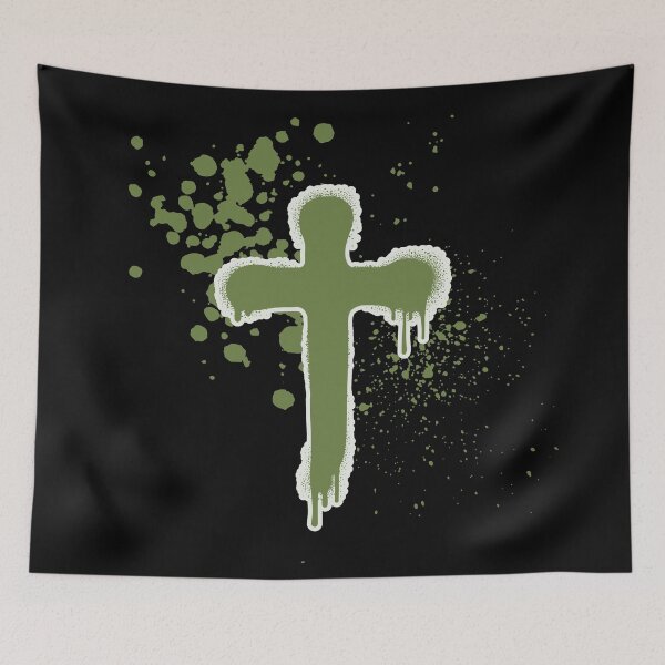 Item preview, Green Painted Cross designed and sold by Tao's Inspired Hands.