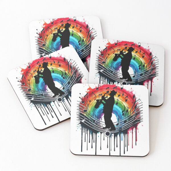 Item preview, Saxophone player in a burst of rainbow colors designed and sold by Szpaku desart .