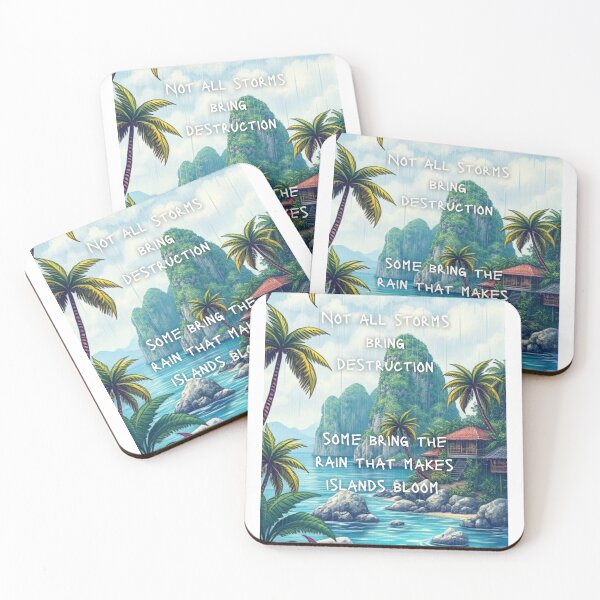 Item preview, Tropical Storm Bloom: Abstract Rainy Island Art with Inspirational Quote designed and sold by MittandHolders.