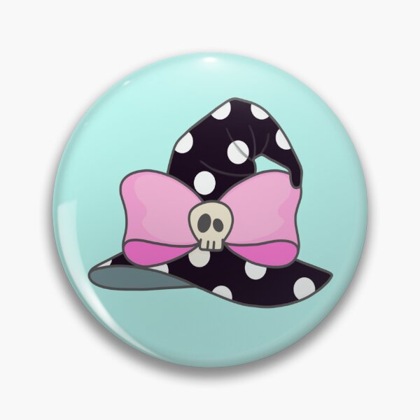 Artikelvorschau, Mädchenhafter Hexenhut mit rosa Schleife und Totenkopf entworfen und verkauft von SpunkyDoodles.