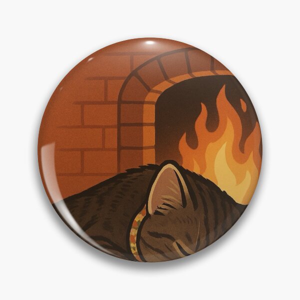 Item preview, Fireside Dreams – Cozy Cat Illustration by the Fireplace designed and sold by caloyreyes2873.