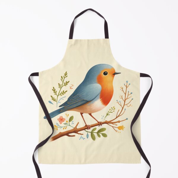 Item preview, Cute Robin on Branch - Watercolour Folk Art by heidiannemorris © designed and sold by FOLK ART FUSION by heidiannemorris.