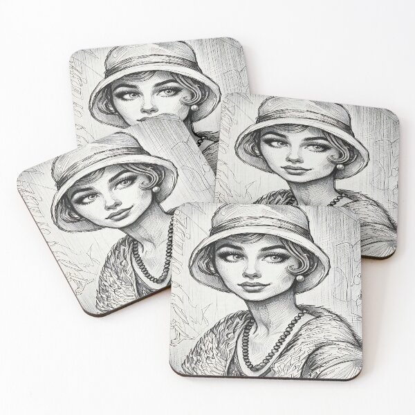 Item preview, Vintage Flapper Lady Art Deco Pattern designed and sold by gleefulme.