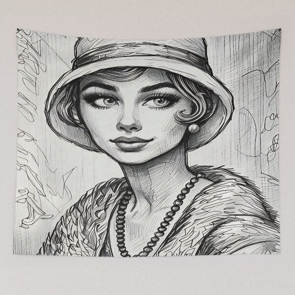 Item preview, Vintage Flapper Lady Art Deco Pattern designed and sold by gleefulme.