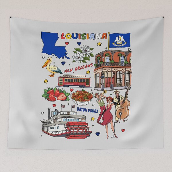 Item preview, Louisiana Icons T-Shirt – New Orleans Jazz, Baton Rouge & Southern Culture Design designed and sold by mashmosh.