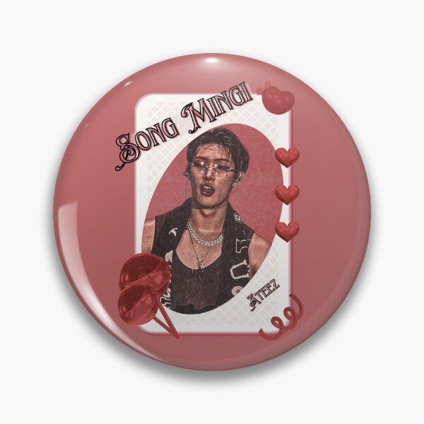 Item preview, Ateez Song Mingi Kpop Boy Group Card Red Aesthetic Collage Design designed and sold by AJUNICE STUDIO.
