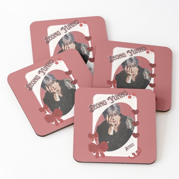 Item preview, Ateez Jeong Yunho Kpop Boy Group Card Red Aesthetic Collage Design designed and sold by AJUNICE STUDIO.