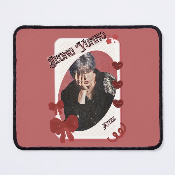 Item preview, Ateez Jeong Yunho Kpop Boy Group Card Red Aesthetic Collage Design designed and sold by AJUNICE STUDIO.
