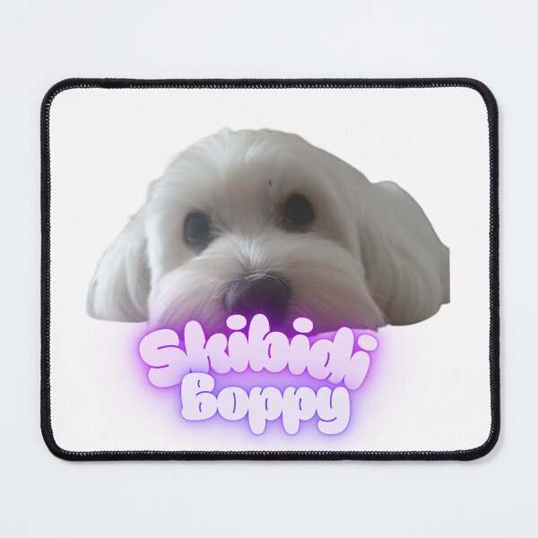 Item preview, Nino the cute White Dog with Skibidi Boppy Text – Fun Meme Style designed and sold by CPKN.