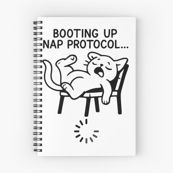 Item preview, Booting Up Nap Protocol – Sleepy Cat Funny Tech Cartoon designed and sold by jelonkaa.