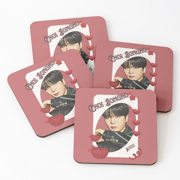 Item preview, Ateez Choi Jongho Kpop Boy Group Card Red Aesthetic Collage Design designed and sold by AJUNICE STUDIO.
