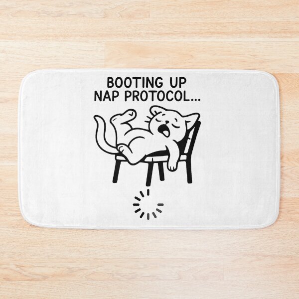 Item preview, Booting Up Nap Protocol – Sleepy Cat Funny Tech Cartoon designed and sold by jelonkaa.