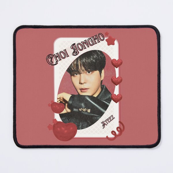 Item preview, Ateez Choi Jongho Kpop Boy Group Card Red Aesthetic Collage Design designed and sold by AJUNICE STUDIO.
