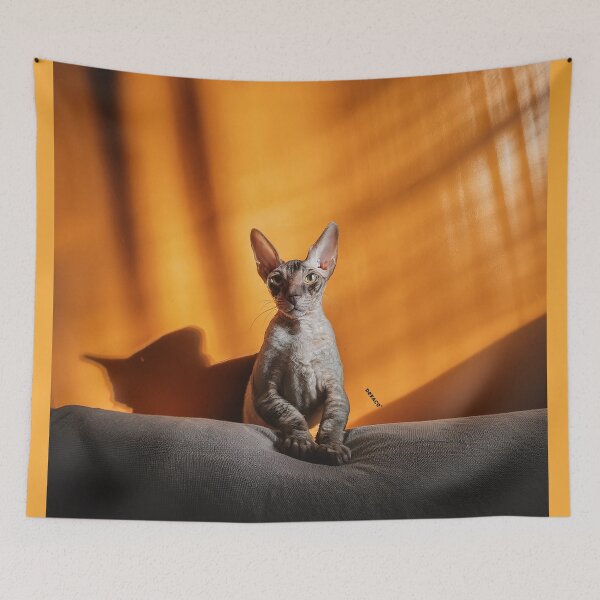 Item preview, Pensive Cornish Rex Cat in Minimalist Night Panorama designed and sold by mrpropcake.