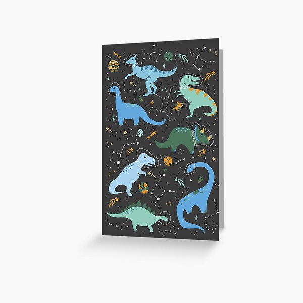 Item preview, Space Dinosaurs in Blue designed and sold by latheandquill.